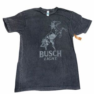 Busch Light Vintage Wash Black Stallion S/S Tee. Size M. NWT